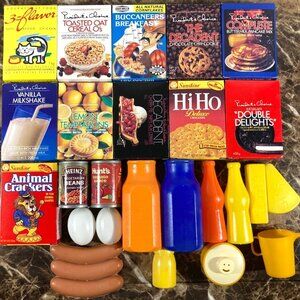 Play Pretend Toy Plastic Grocery Food & Boxes Kitchen Lot 25pc Vintage 70s 80s